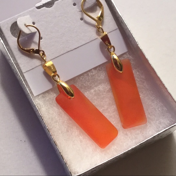 MariMeg Curio Closet Jewelry - 18K Gold Plated Frosted Sea Glass Earrings